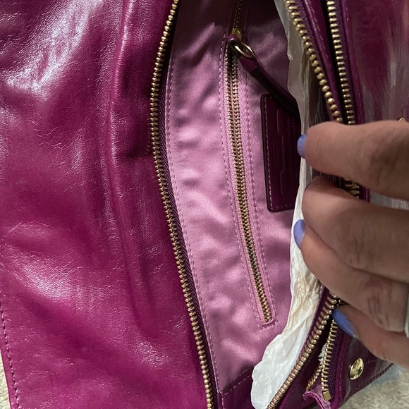 Coach plum leather large clutch. Perfect for fall. Sizes in pics. - Picture 7 of 10